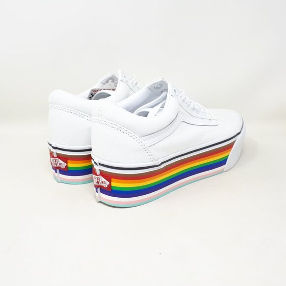 Vans Old Skool Stackform Platform Shoe Sneaker White Pride Mens 7 / Womens 8.5 - Picture 5 of 12
